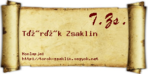 Török Zsaklin névjegykártya